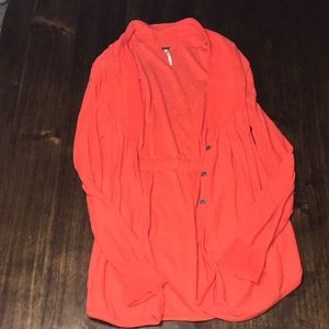 Free people orange light weight cardigan size med